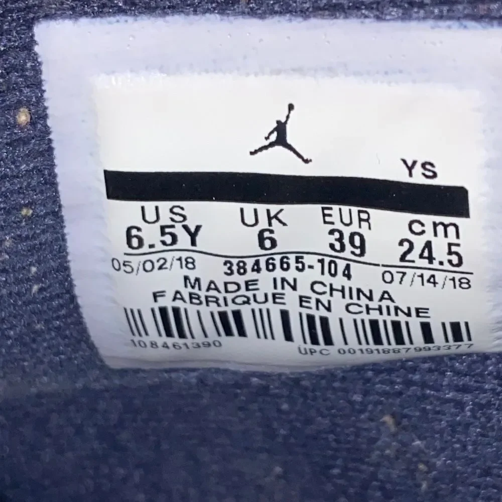 Jordan Air 6 Retro Tinker- Size 6.5Y USA 384664-104 Size 6.5Y Junior Shoes